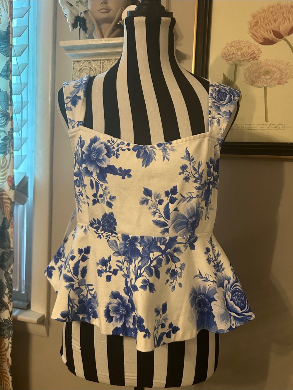 Anthropologie Maeve Blue Floral Peplum Tank Top - Women - Picture 2 of 5